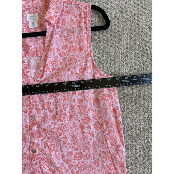 Sigrid Olsen 100% Linen Shirt Dress Women Med Resort Beach Button Up Seashells - Picture 8 of 11